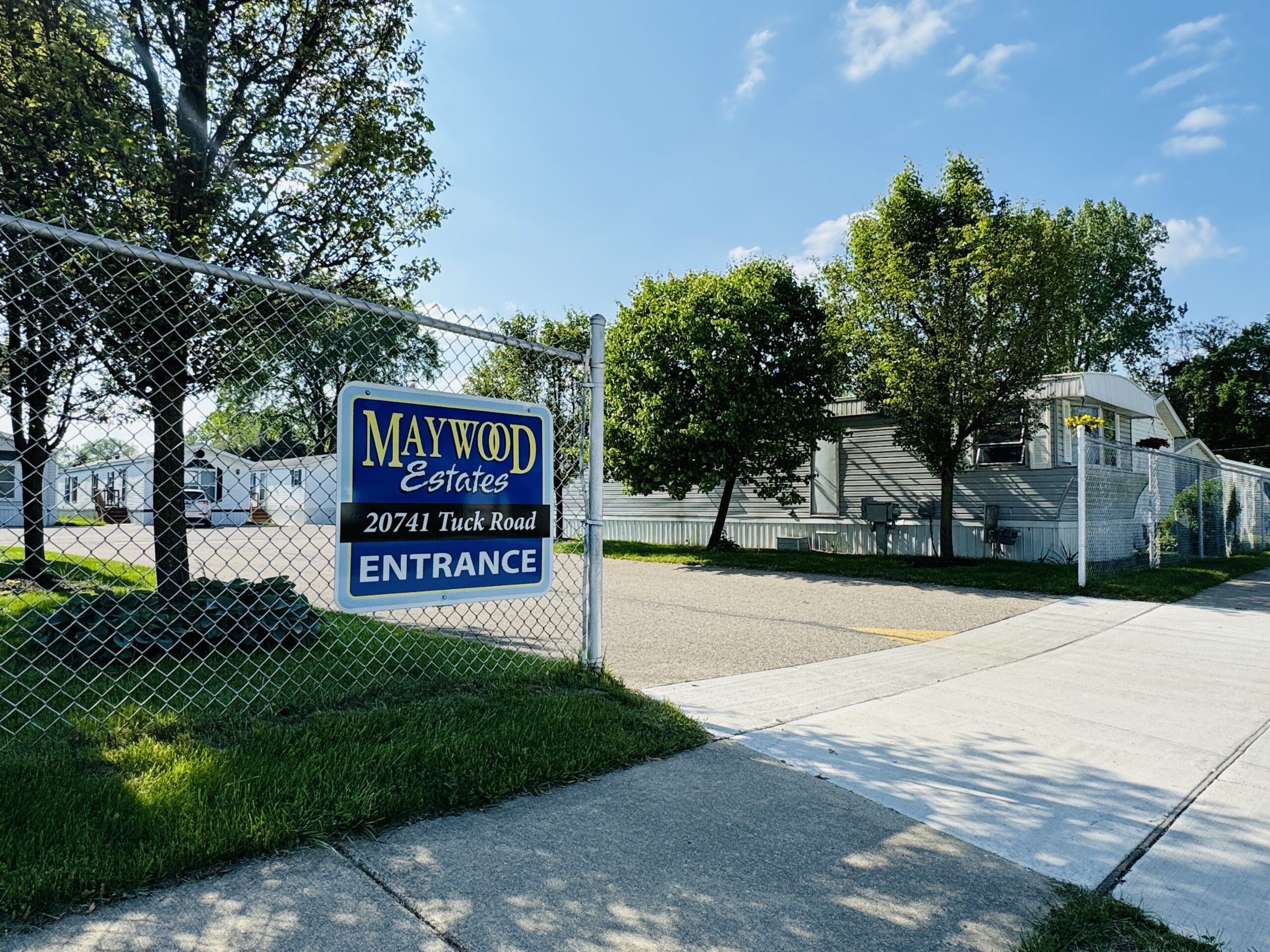 Maywood Estates community with sign